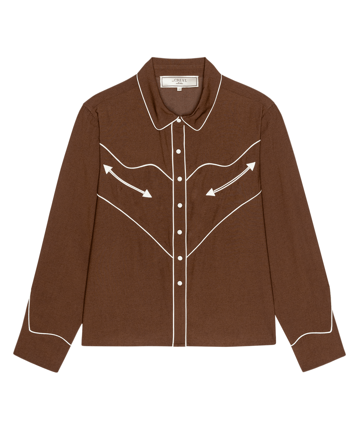 Womens fashion western clothing Utah boutique THE GREAT The Western Shirt Brown SKU T1374933BROWN Boltranchstore com free shipping