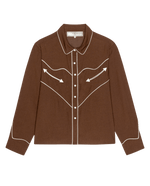 Womens fashion western clothing Utah boutique THE GREAT The Western Shirt Brown SKU T1374933BROWN Boltranchstore com free shipping