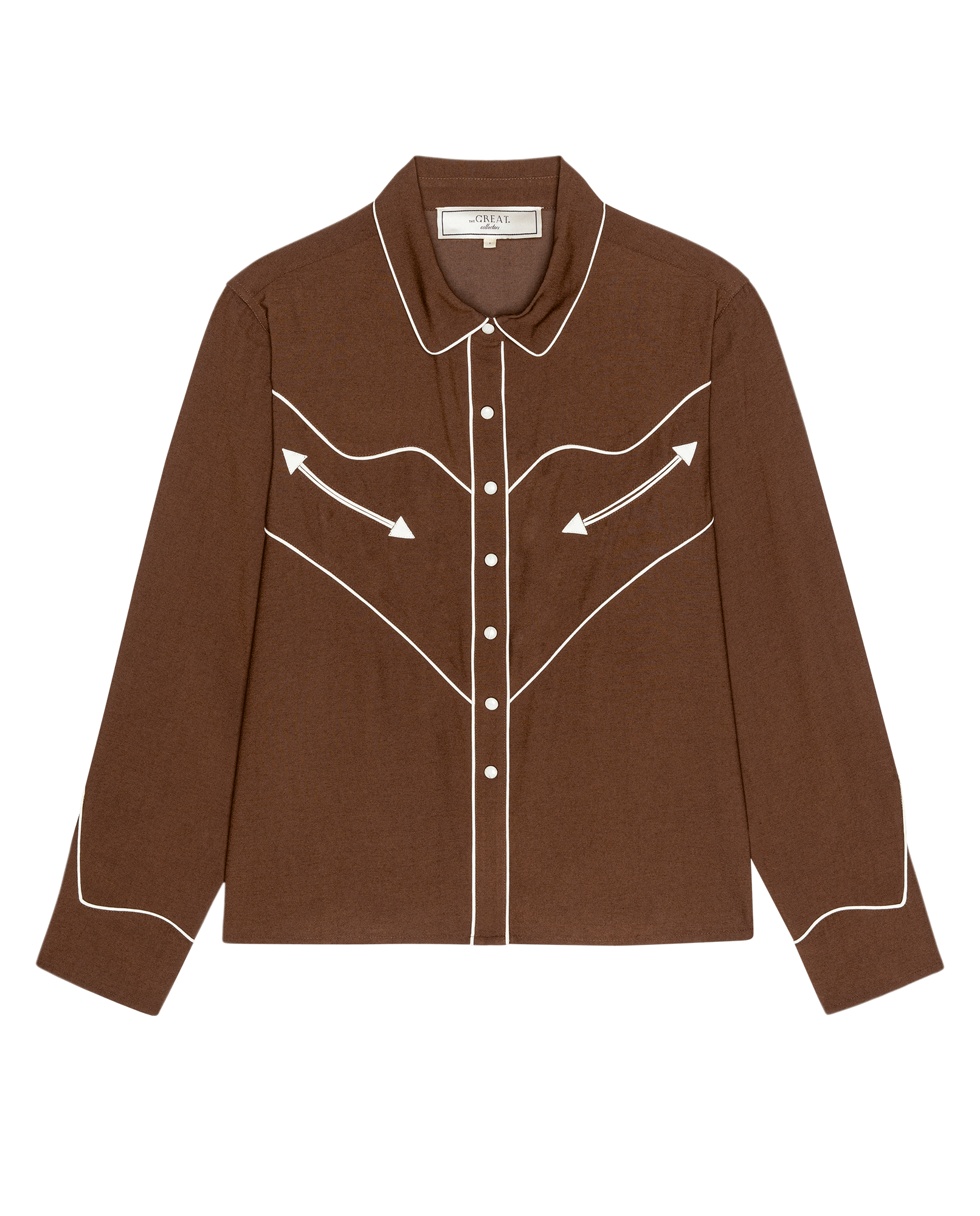 Womens fashion western clothing Utah boutique THE GREAT The Western Shirt Brown SKU T1374933BROWN Boltranchstore com free shipping