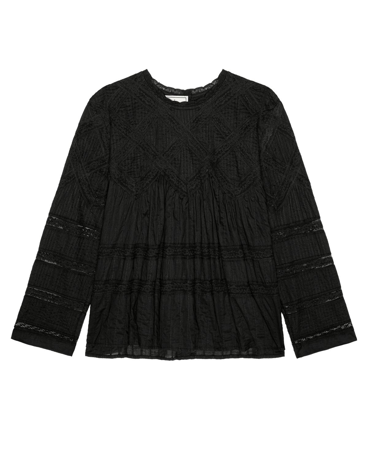 Womens fashion western clothing Utah boutique THE GREAT The Lattice Lace Victorian Top Black SKU T1539065BLACK Boltranchstore com free shipping
