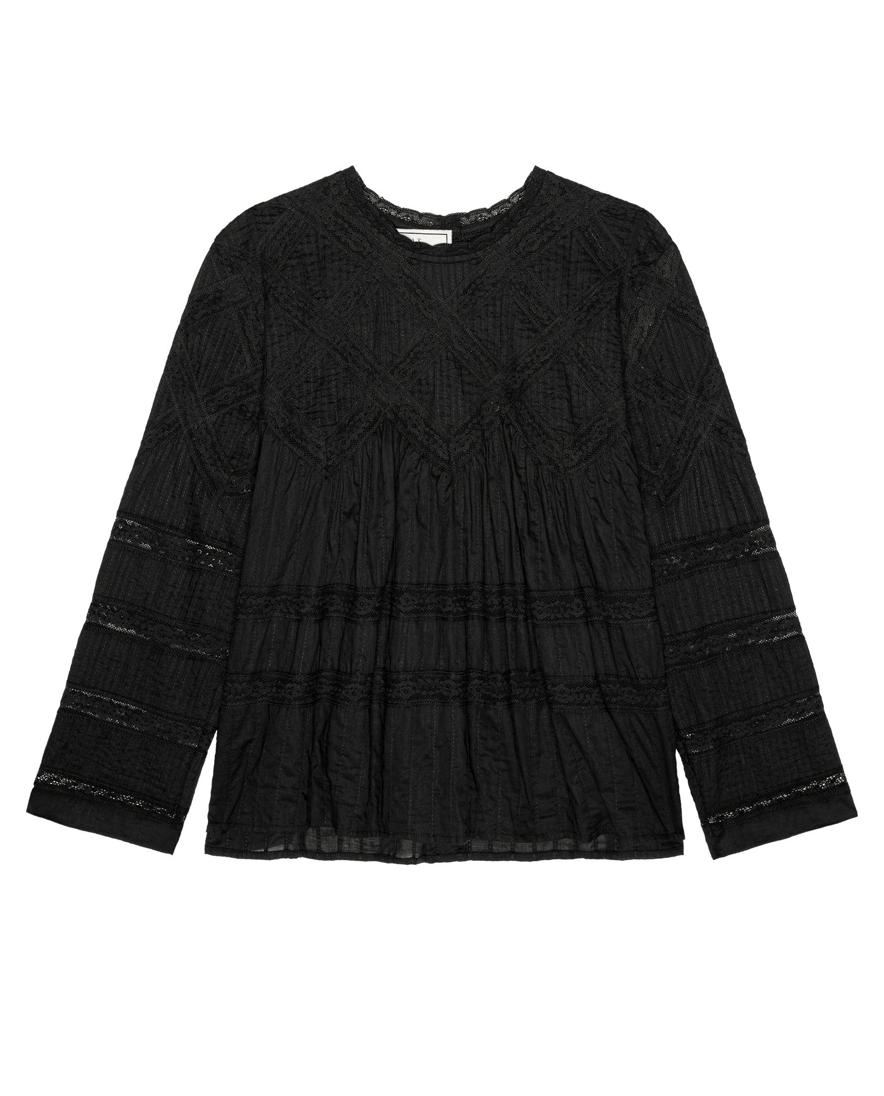 Womens fashion western clothing Utah boutique THE GREAT The Lattice Lace Victorian Top Black SKU T1539065BLACK Boltranchstore com free shipping