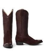 Stetson x THE GREAT Basket Weave Cowboy Boot Oxblood handmade in Leon Mexico with single welt construction rodeo ready Park City