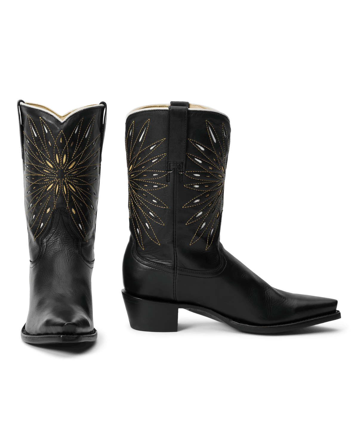 Stetson x THE GREAT Southwest Cowboy Boot Black with Gold Sunburst handmade western boots from Leon Mexico rodeo ready Park City