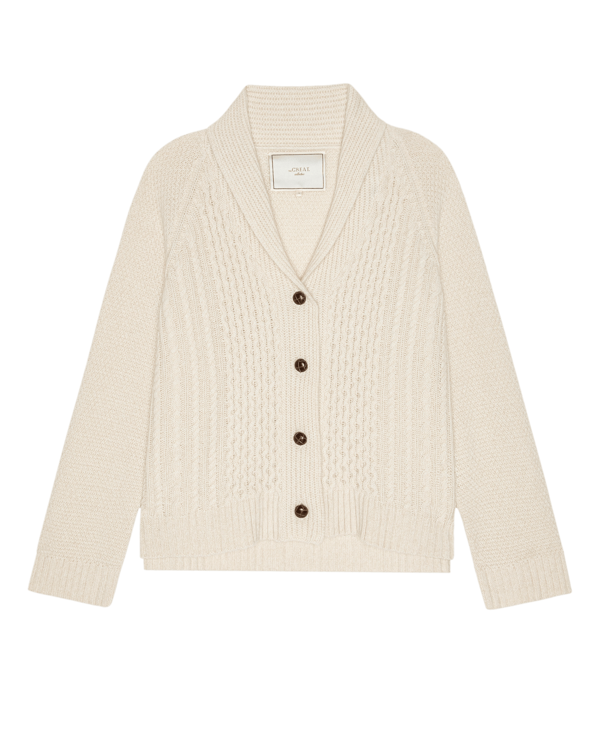 Womens fashion western clothing Utah boutique THE GREAT The Cashmere Cable Lodge Cardigan Cream SKU S529522CREAM Boltranchstore com free shipping