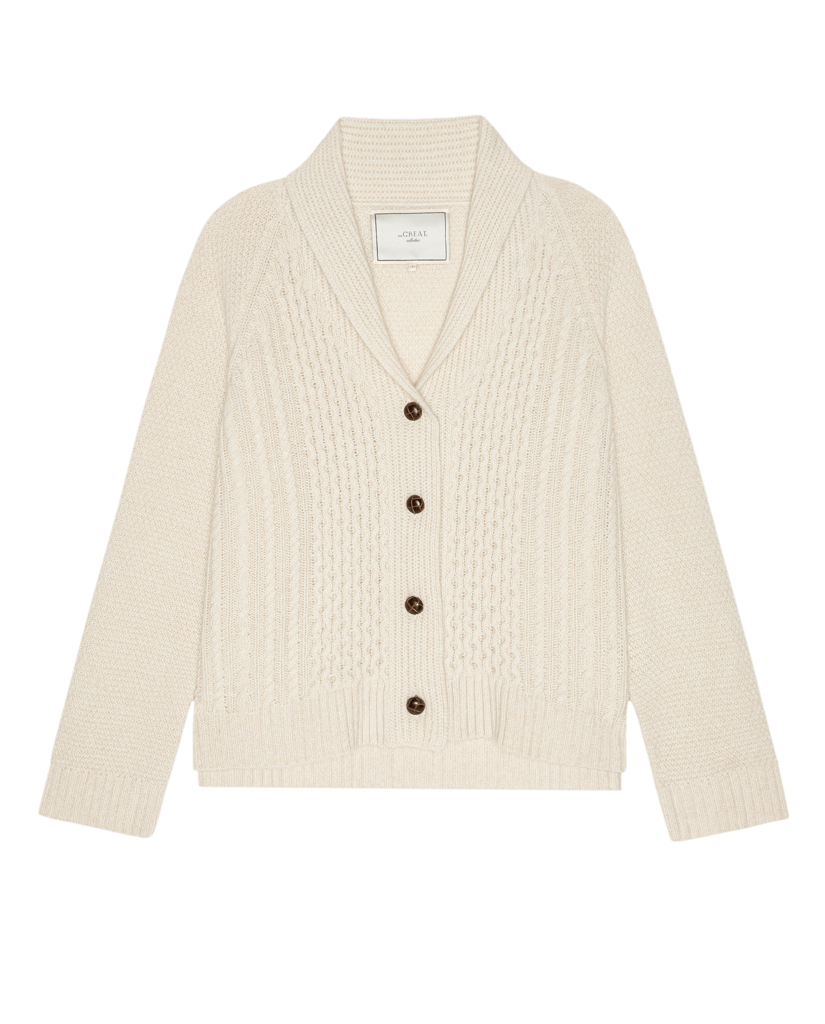 Womens fashion western clothing Utah boutique THE GREAT The Cashmere Cable Lodge Cardigan Cream SKU S529522CREAM Boltranchstore com free shipping