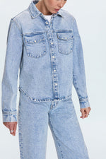 Pistola Thea Shrunken Denim Shacket womens outerwear denim jean jacket top shirt popular Boltranchstore.com Free Shipping