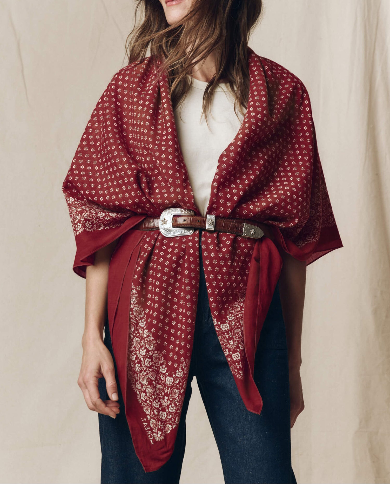 Womens western boutique Utah womens fashion THE GREAT The Big Bandana Maroon SKU A007449 Bolt ranch store Bandana shirt 