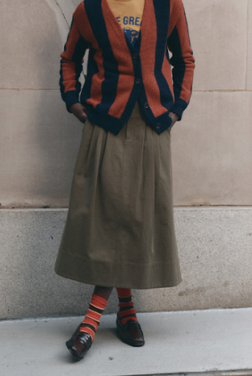 THE GREAT The Field Skirt Olive womens western yoke skirt fall 2026 popular skirt from The Great at Bolt Ranch Store