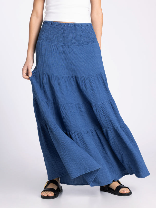 Novalie Skirt Thread and Supply Boltranchstore.com womens skirt and shirt set gauze blue denim western fashion