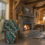 Tasha Polizzi Mitchell Throw Teal in stock rustic blanket for cabin 