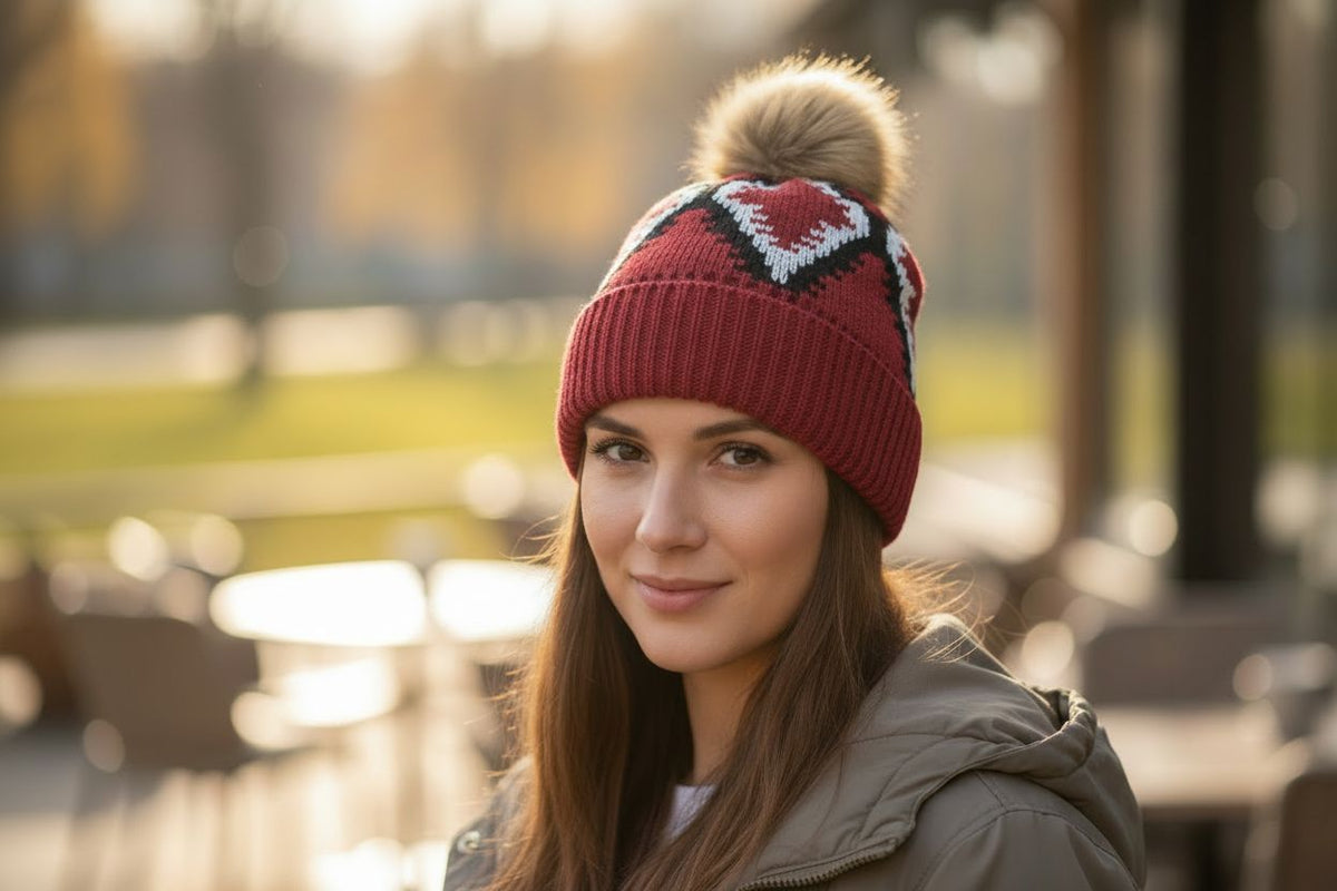 Tasha Polizzi Taylor Hat Red at bolt ranch store in kamas utah  knit beanie with a pom-pom 