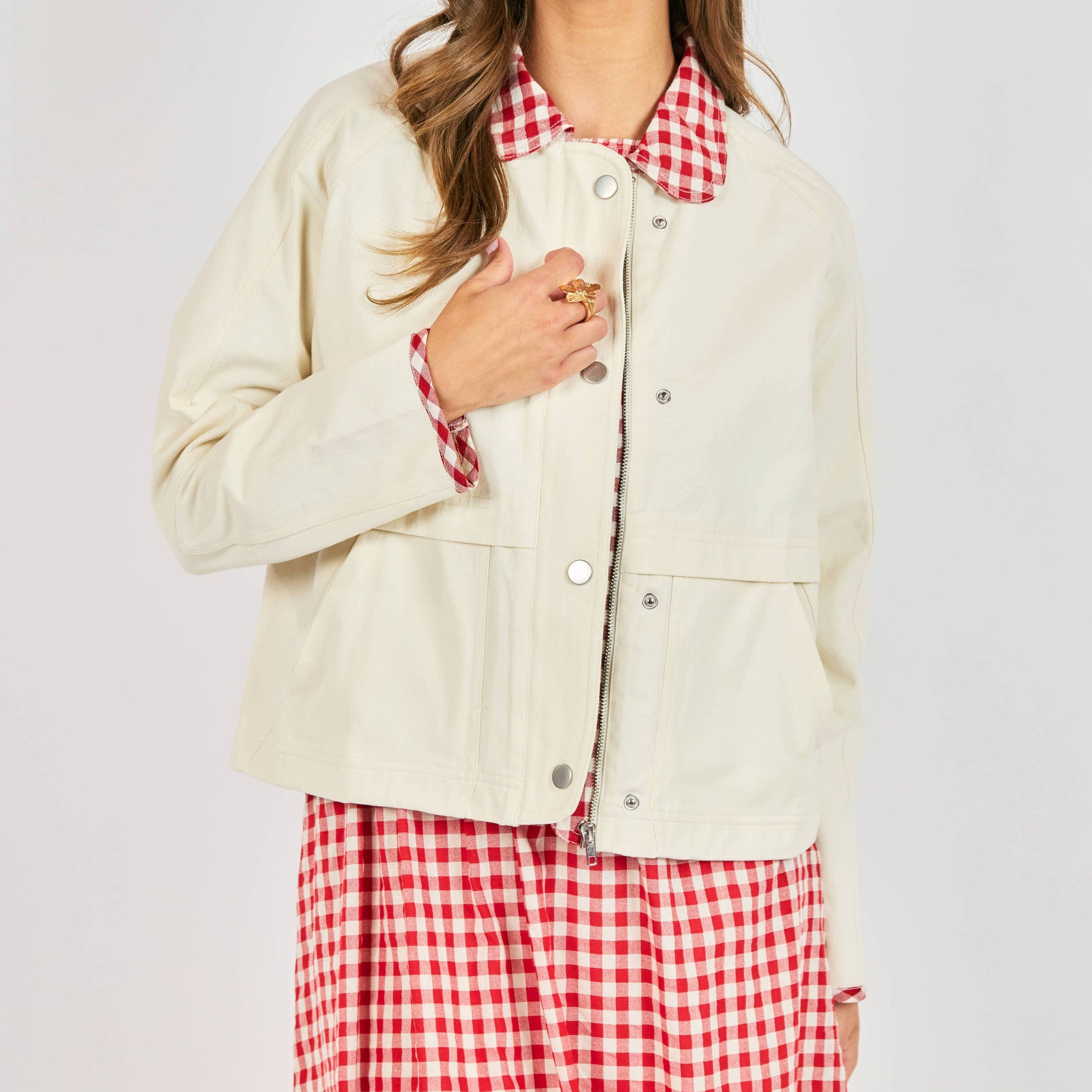 Teacup Gingham Barn Jacket shop at boltranchstore.com free shipping womens western fashion