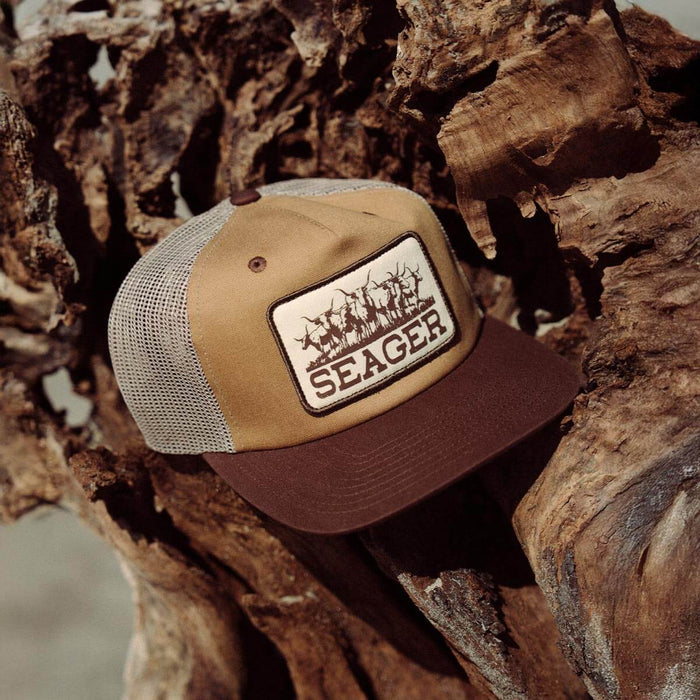 Seager Herd Trucker Tan Brown Snapback Hat