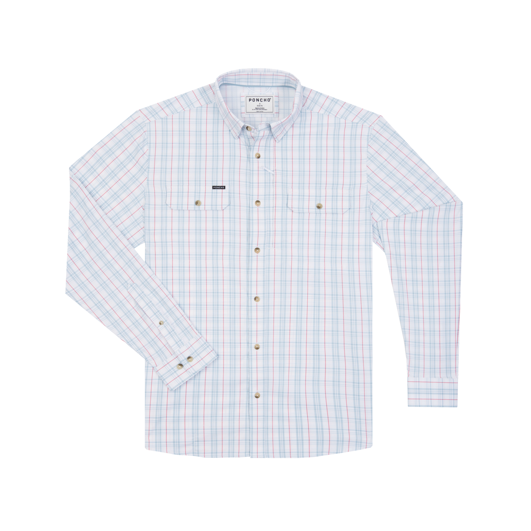 Checkered shirt with button details on a white background shop at boltranchstore.com today mens ponch shirts