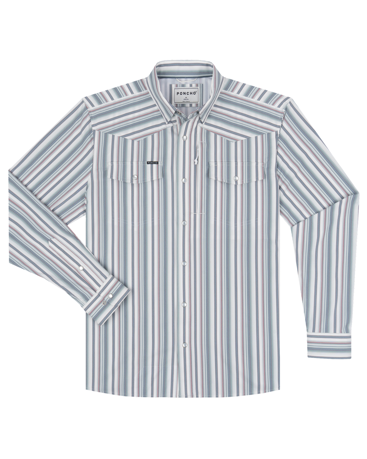 Poncho The Hammer Down navy green and white vertical stripe western shirt with hidden zippered pocket mens ranch wear Utah SKU SHNYWSLS3057