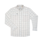 Poncho Mens Kalispell Shirt a long sleeve snap up plaid shirt in gray blue and cream with two snap down front pockets and snap cuffs at boltranchstore.com