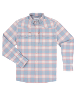Poncho The Pacific City red and blue plaid performance flannel with pearl snap pockets and western yoke mens western clothing Utah SKU SHFLWSLS5014