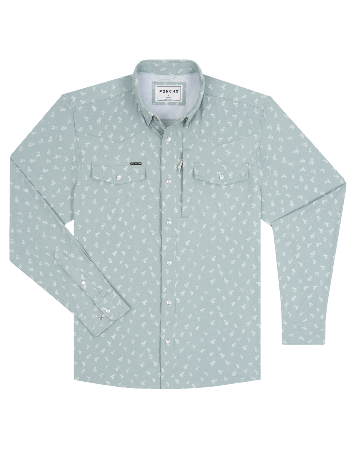 Poncho The St Helens blue Yellowstone flower print western shirt with pearl snaps and vented back mens ranch wear Kamas Utah SKU SHNYWSLS2521