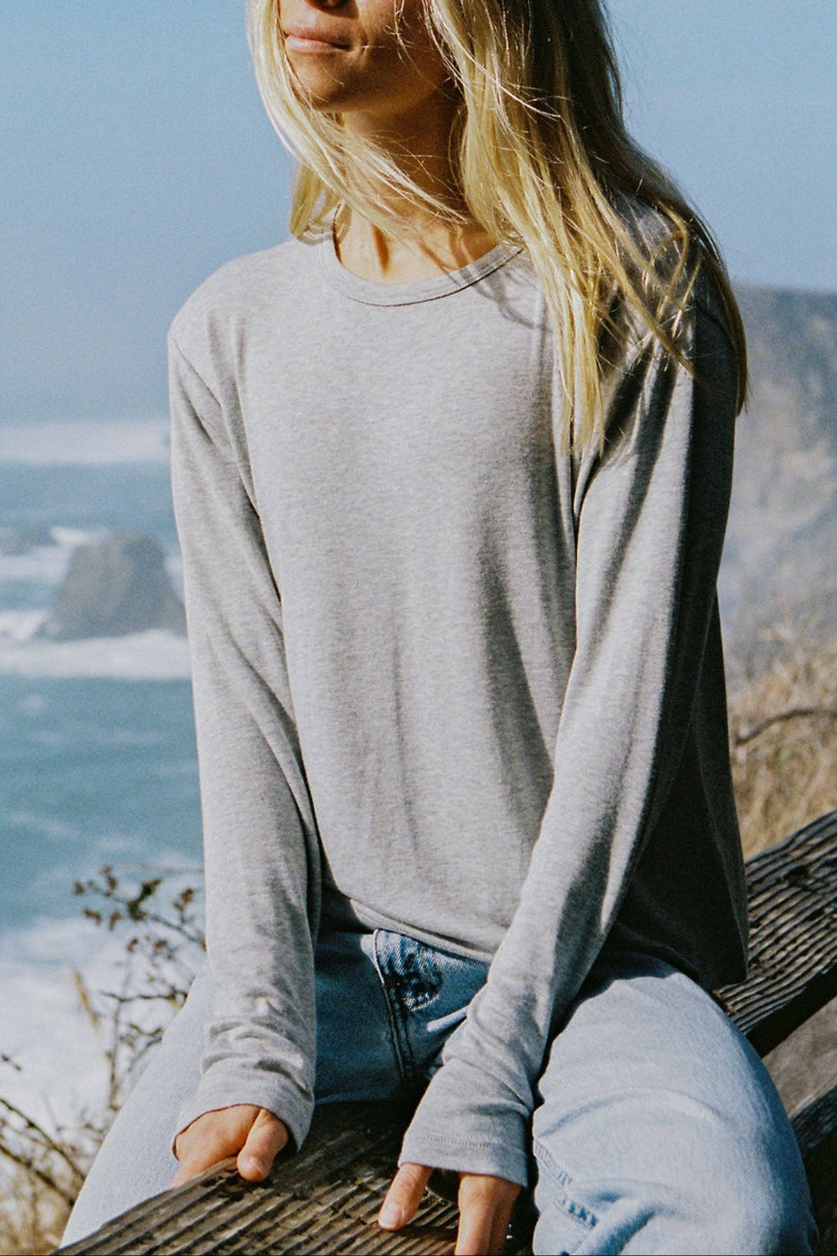 Womens The Cozy Tee in a soft heather gray by LA RELAXED comfortable loungewear sold at Bolt Ranch Store