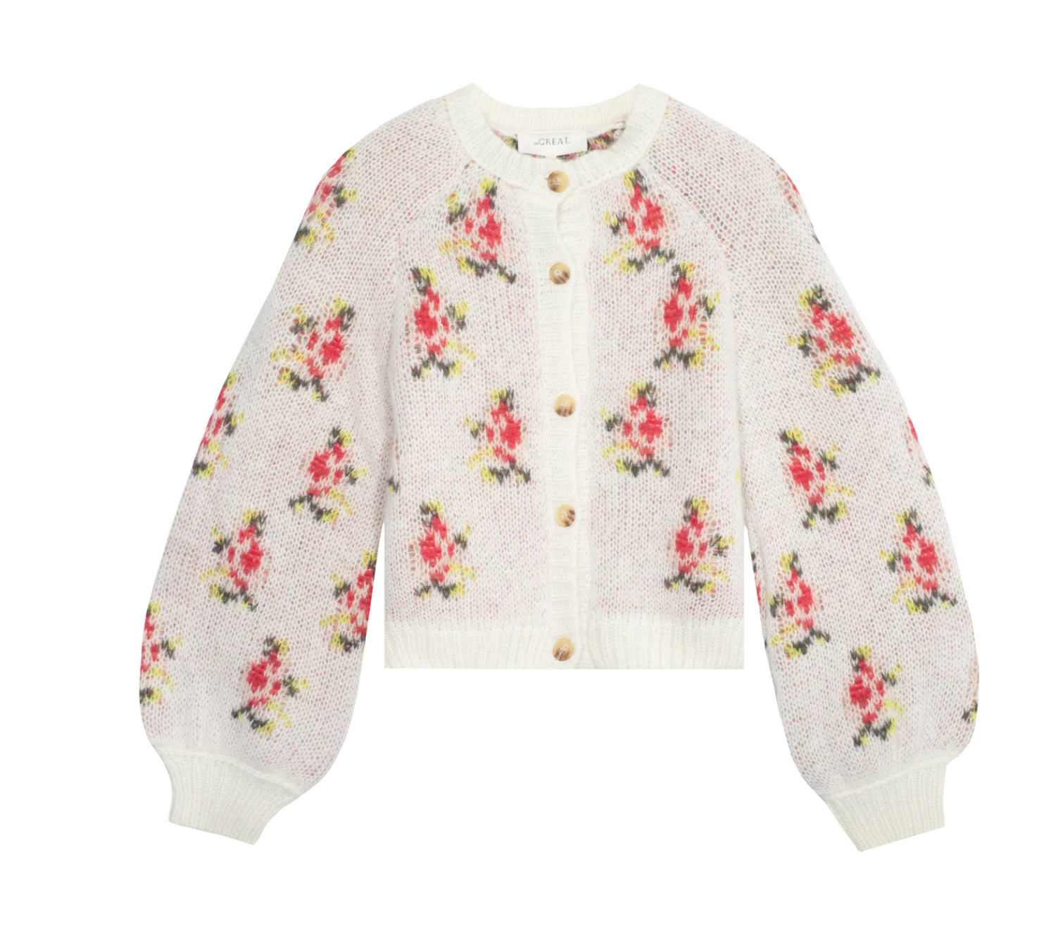 The Great Carousel Cardigan in White Heirloom Rose Womens floral sweater available now at Bolt Ranch Store free shipping