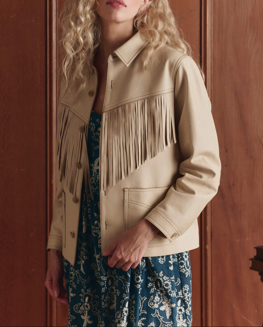 The Great Leather Fringe Jacket WESTERN OUTFIT with button front front pockets and collared free shipping at boltranchstore.com