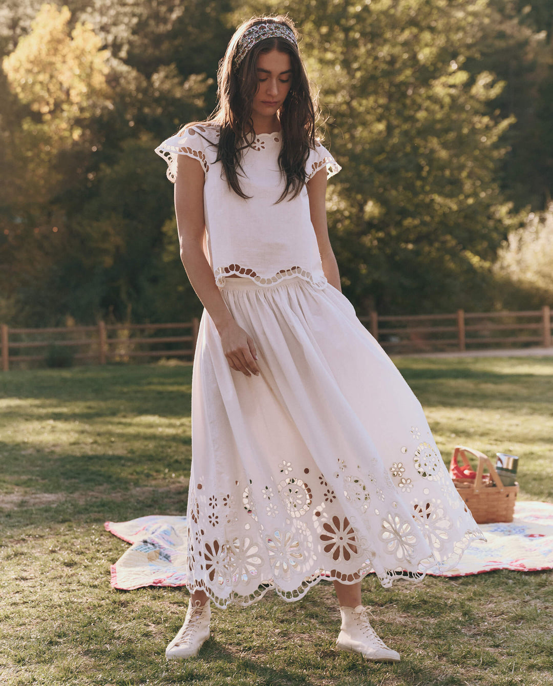 The Great Super Bloom Eyelet Skirt a fun eyelet skirt perfect for your favorite boots.