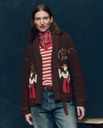 The Great The Lasso Lodge Cardigan a womens brown cardigan with a knited cowboy order at boltranchstore.com