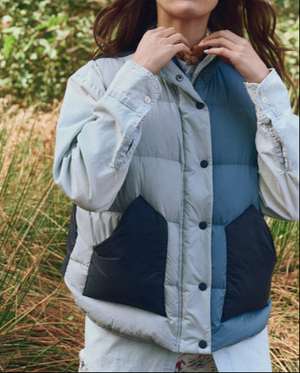 The Great The Polar Vest In Navy button up front and stylish colorbock design