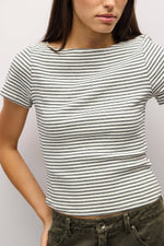 The Heidi Top is a refined striped knit top short sleeve boatneck womens summer stripe shirt Boltranchstore.com Free Shipping