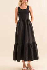 The Lyra Tank Bubble Maxi Dress is a must-have for any wardrobe, featuring a unique blend of organic cotton with a tank-style bodice and a structured poplin skirt.  free shipping boltranchstore.com