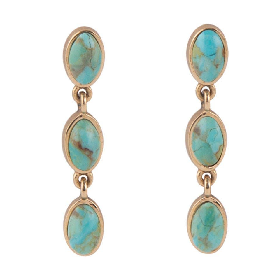 Three Times the Turquoise Drop Earrings Buy at boltranchstore.com womens teardrop earrings gold turquoise