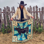Fringe Scarves Toro Grande Angus Silk Scarf Fringe logo on center edge ranch wear