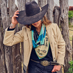 Fringe Scarves Toro Grande Angus Silk Scarf roomy Long Tall size for wrapping twice around the neck rodeo style