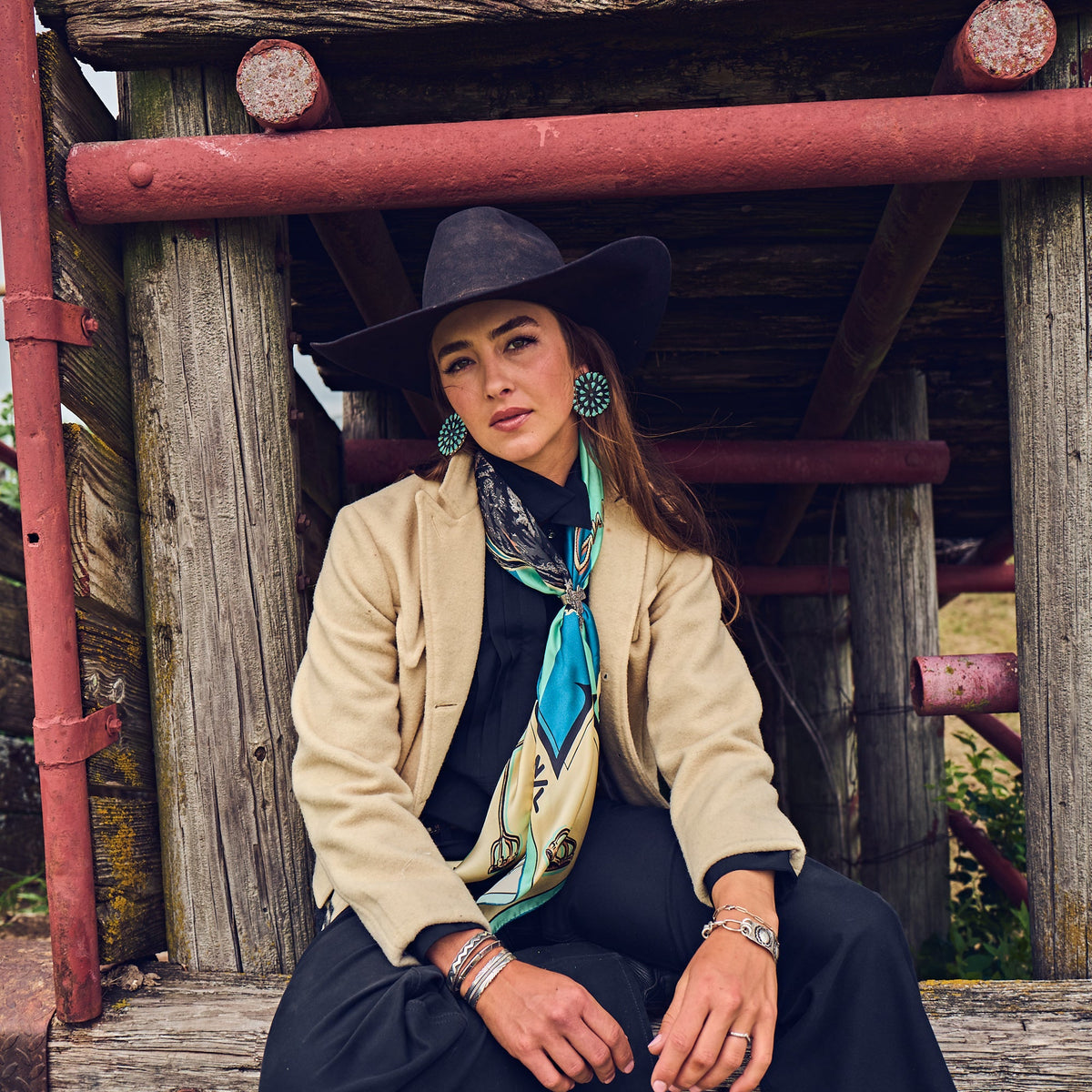 Fringe Scarves Toro Grande Angus Silk Scarf silk neckerchief for the arena and the bunkhouse womens western clothing