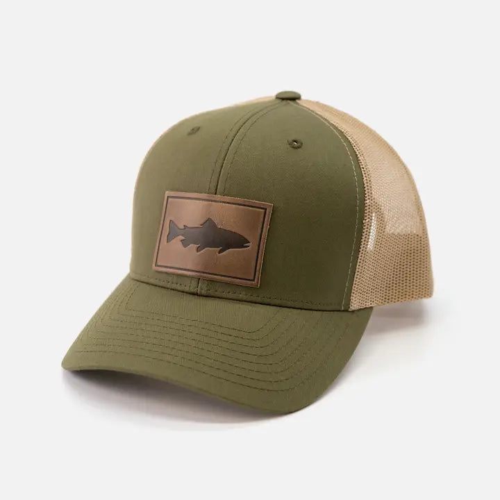 Trout Hat Leather Snapback Hat