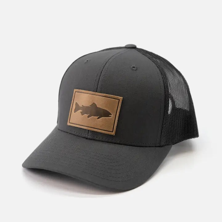 Trout Hat Leather Snapback Hat