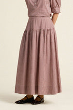 Trovata Lydia Skirt Mahogany Check smooth waistband with side seam elastic and hidden pockets ranch wear Kamas