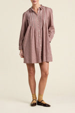 Trovata Olive Dress Mahogany Check antique white buttons down the front placket western fashion Kamas