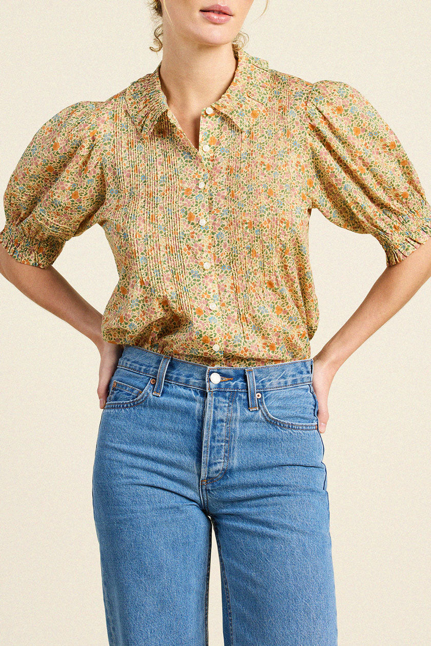 Trovata Jess Blouse Gardenette slightly cropped airy silhouette with curved hemline womens western clothing