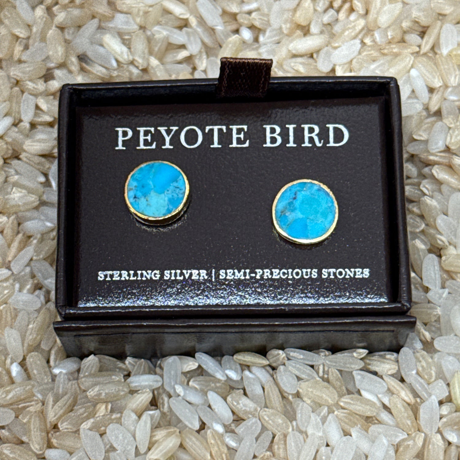 Turquoise Gold Stud Earrings order at boltranchstore.com