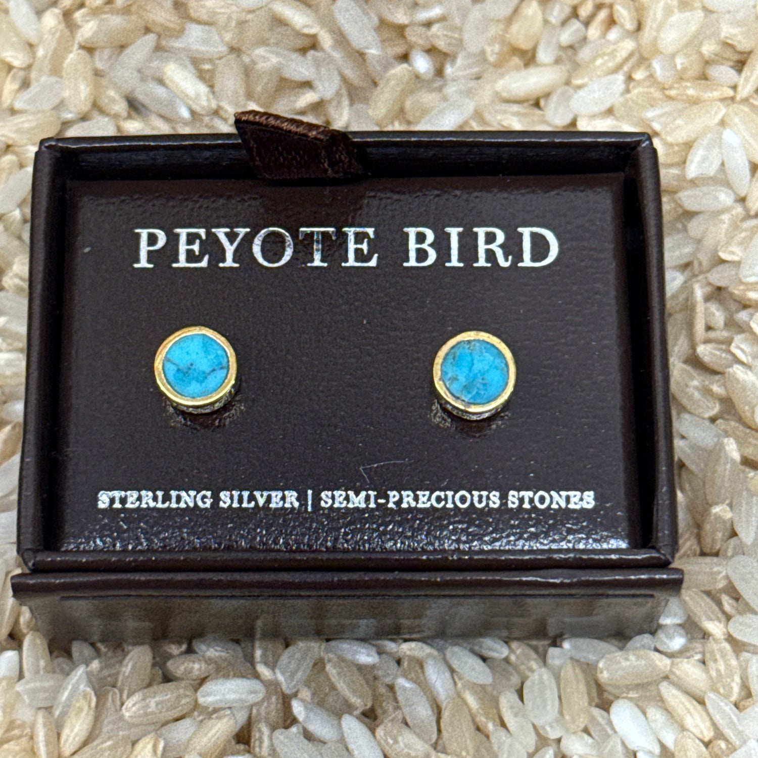 Turquoise Gold Stud Earrings order at boltranchstore.com