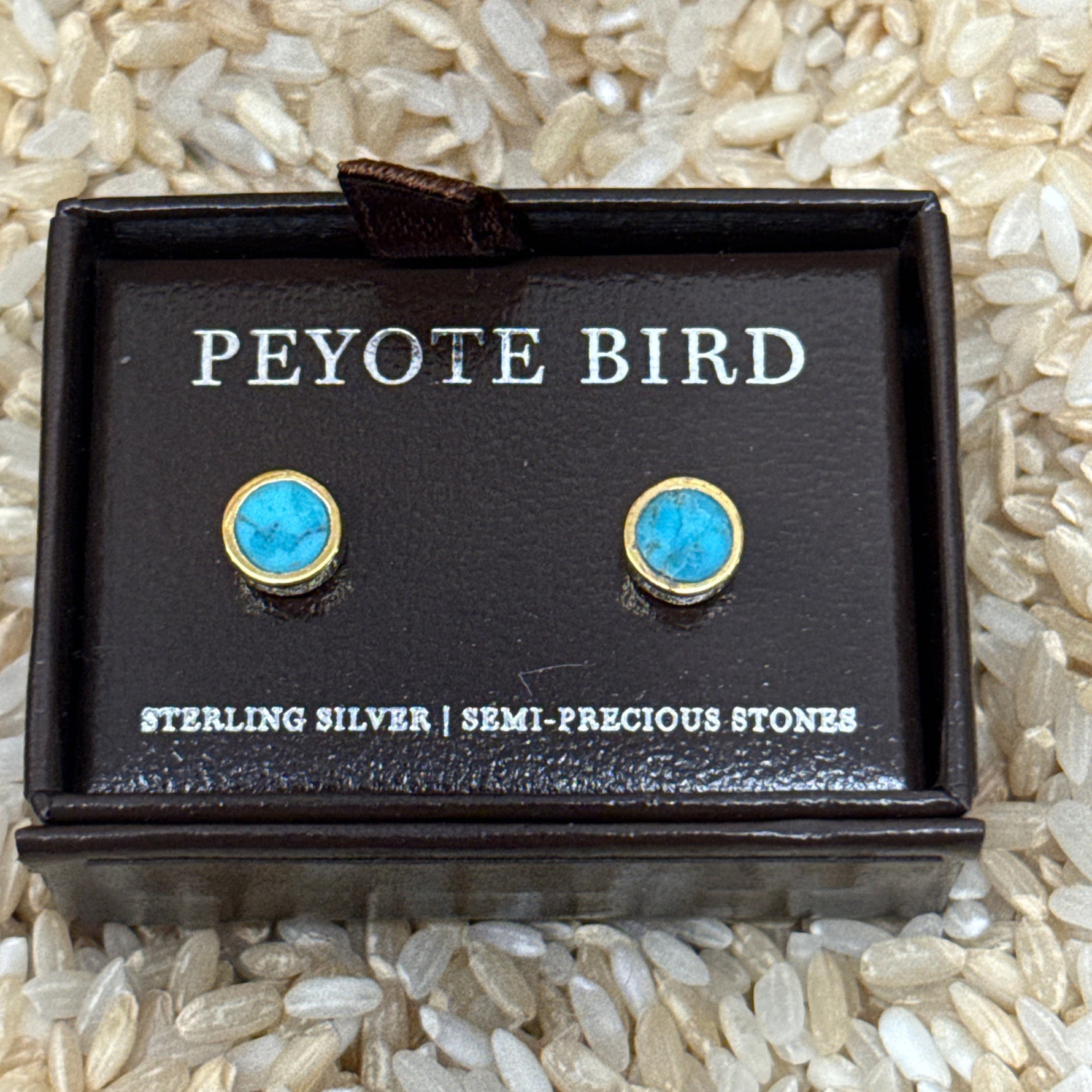 Turquoise Gold Stud Earrings order at boltranchstore.com