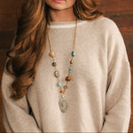 Twisted Silver Rock Rocker Necklace textured vintage spoon centerpiece on beaded strands ranch wear cowgirl