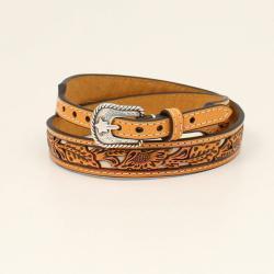 Floral Tooled White Underlay Hatband
