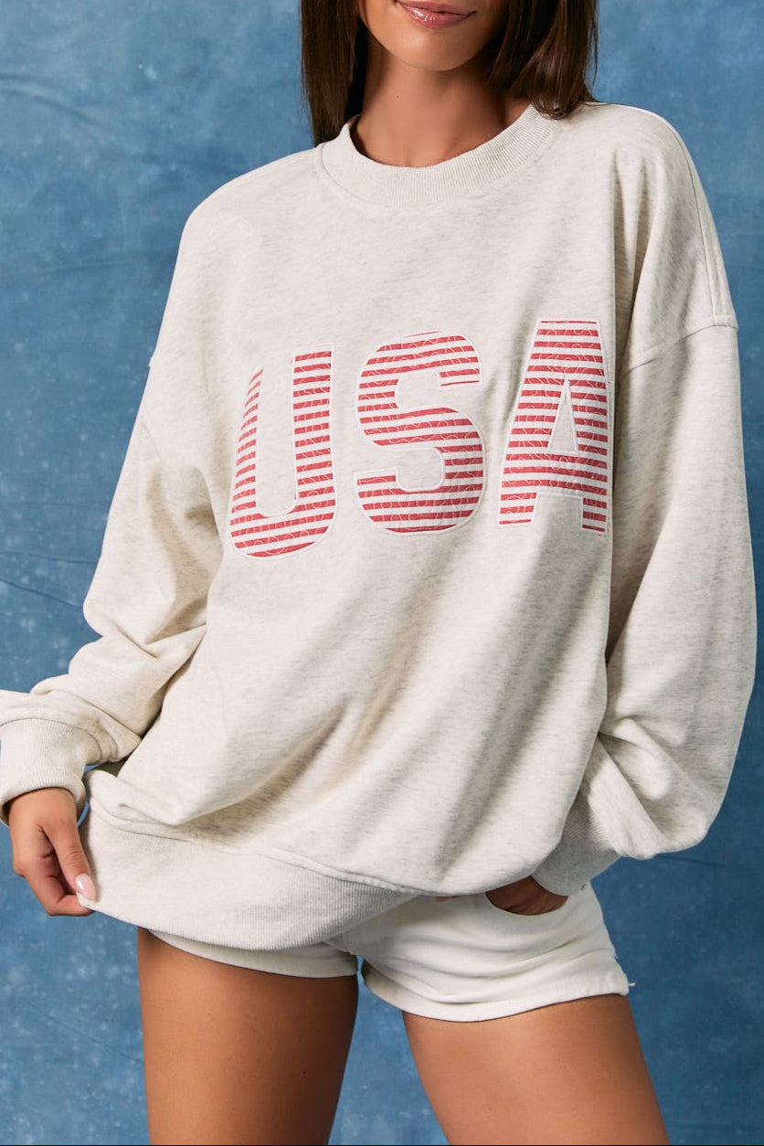 USA Oversized Crew Neck at boltranchstore.com free shipping USA sweater Summer sweater rodeo outfit America pride 