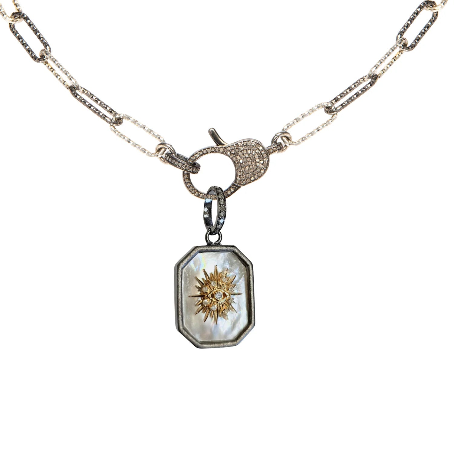 Makhala Framed Mother of Pearl Diamond Evil Eye