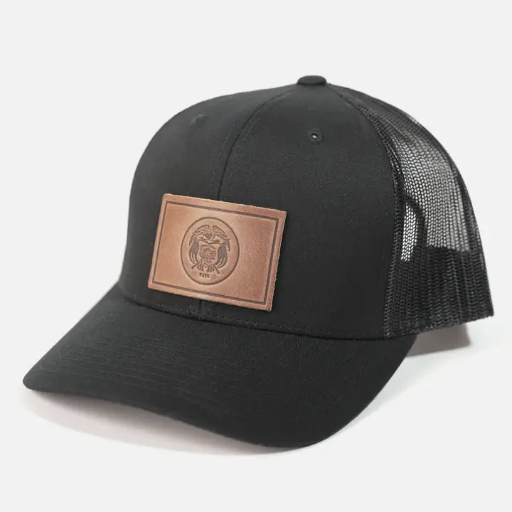 Utah State Seal Hat Leather Patch Snapback