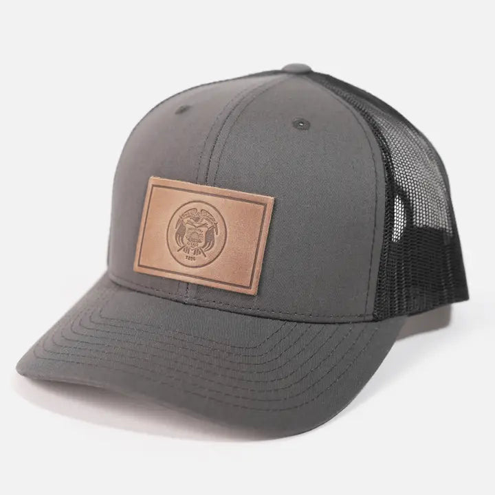 Utah State Seal Hat Leather Patch Snapback