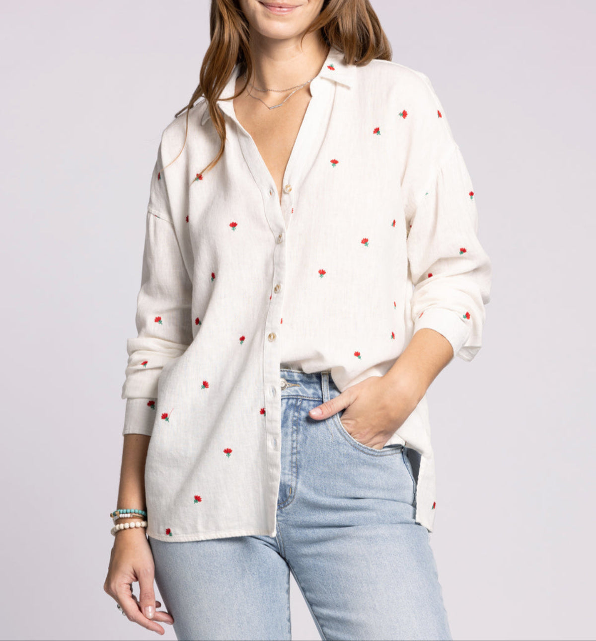 Vena Shirt Ivory Floral Buy this at Bolt Ranch Store free shipping womens spring button up shirt
