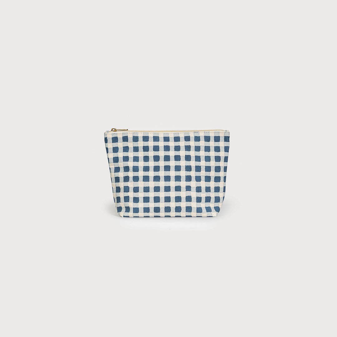 Waterproof Indigo Gingham Pouch shop at boltranchstore.com free shipping travel bags